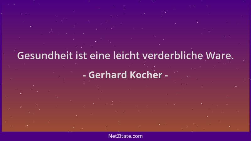 Gerhard Kocher - Gesundheit ist eine leicht verderbliche Ware....