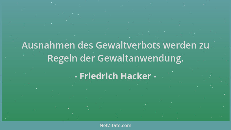 Friedrich Hacker - Ausnahmen des Gewaltverbots werden zu Regeln der Gewaltanwendung....