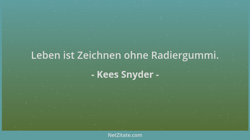 Kees Snyder - Leben ist Zeichnen ohne Radiergummi....