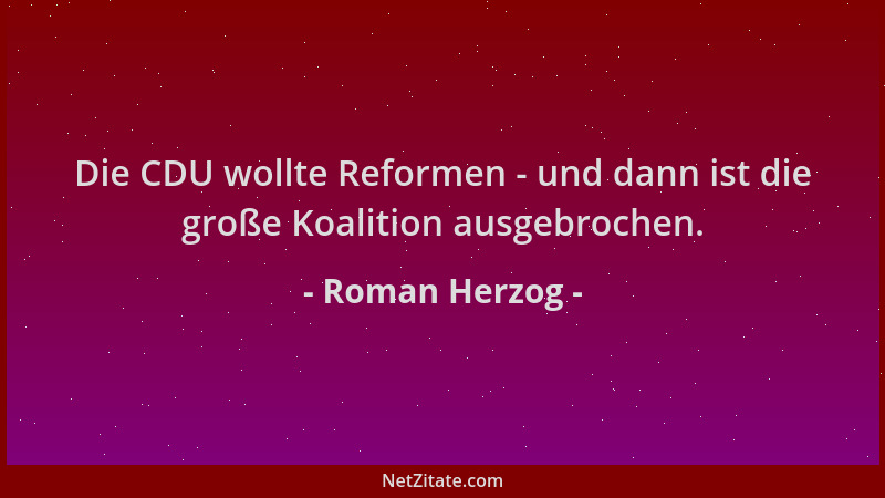 Roman Herzog - Die CDU wollte Reformen - und dann ist die große Koalition ausgebrochen....