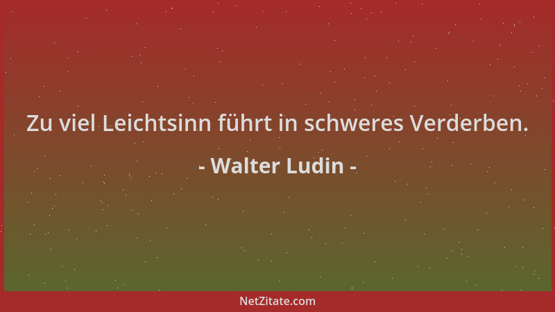 Walter Ludin - Zu viel Leichtsinn führt in schweres Verderben....