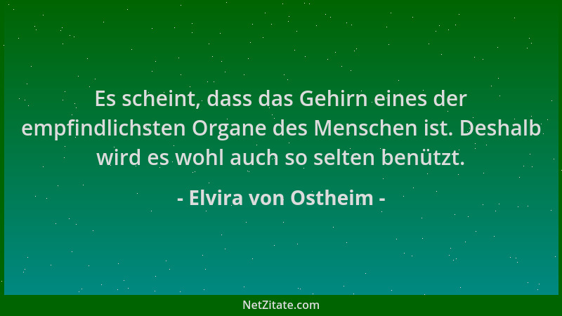 Elvira von Ostheim - Es scheint, dass das Gehirn eines der empfindlichsten Organe des Menschen ist. Deshalb wird es wohl au...