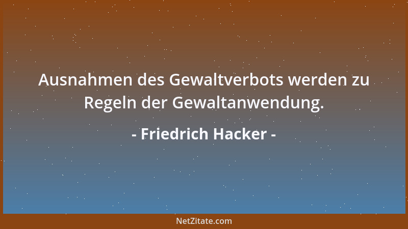 Friedrich Hacker - Gewalt ist das Problem, als dessen Lösung sie sich ausgibt....