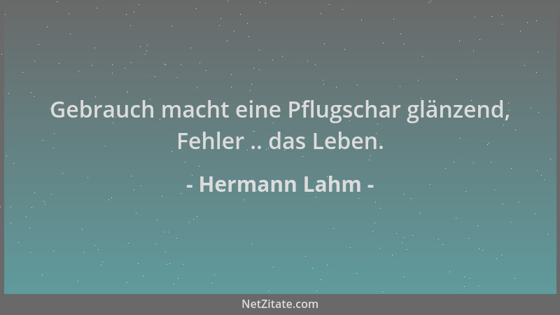 Hermann Lahm - Gebrauch macht eine Pflugschar glänzend, Fehler .. das Leben....