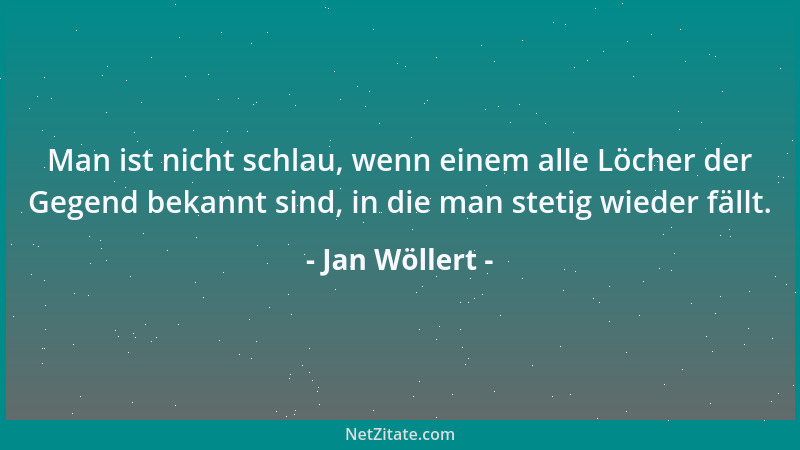 Jan Wöllert - Man ist nicht schlau, wenn einem alle Löcher der Gegend bekannt sind, in die man stetig wieder fällt....