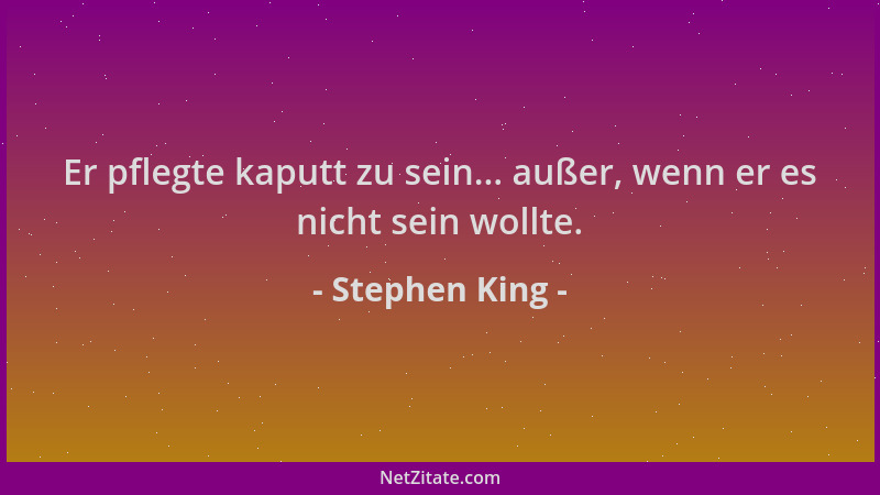 Stephen King - Er pflegte kaputt zu sein... außer, wenn er es nicht sein wollte....