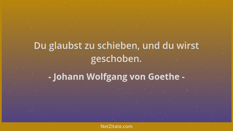 Johann Wolfgang von Goethe - Du glaubst zu schieben, und du wirst geschoben....