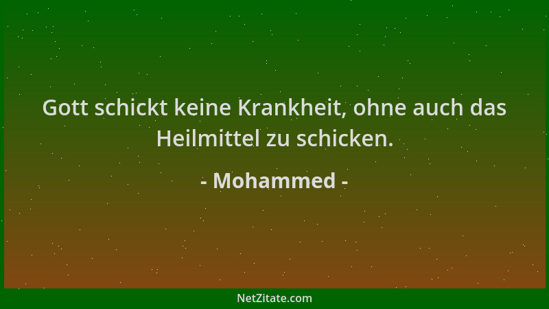 Mohammed - Gott schickt keine Krankheit, ohne auch das Heilmittel zu schicken....