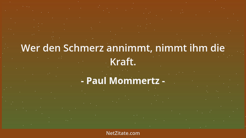 Paul Mommertz - Wer den Schmerz annimmt, nimmt ihm die Kraft....