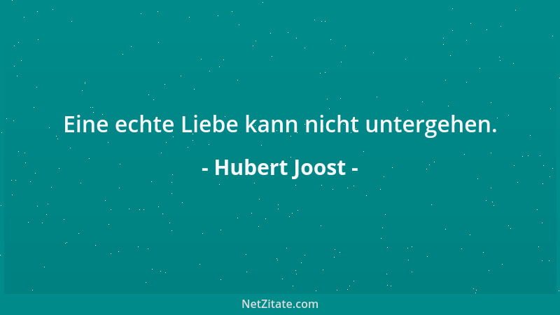 Hubert Joost - Eine echte Liebe kann nicht untergehen....