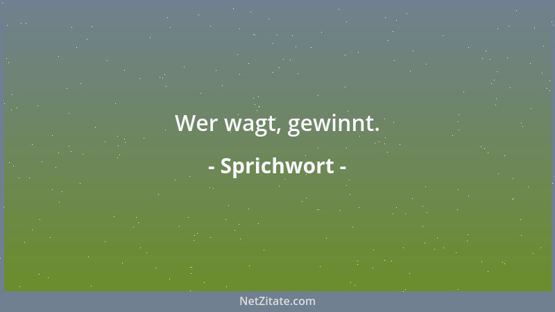 Sprichwort - Wer wagt, gewinnt....