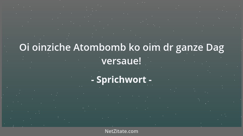 Sprichwort - Oi oinziche Atombomb ko oim dr ganze Dag versaue!...