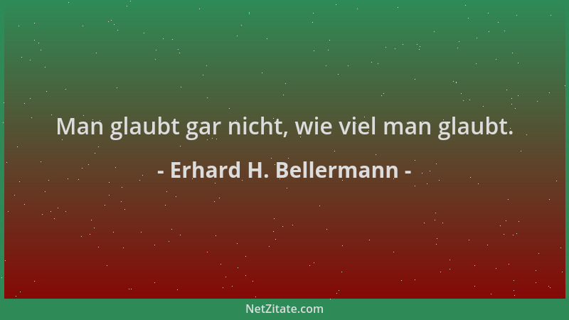 Erhard H. Bellermann - Man glaubt gar nicht, wie viel man glaubt....