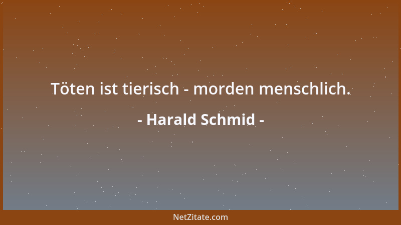 Harald Schmid - Töten ist tierisch - morden menschlich....