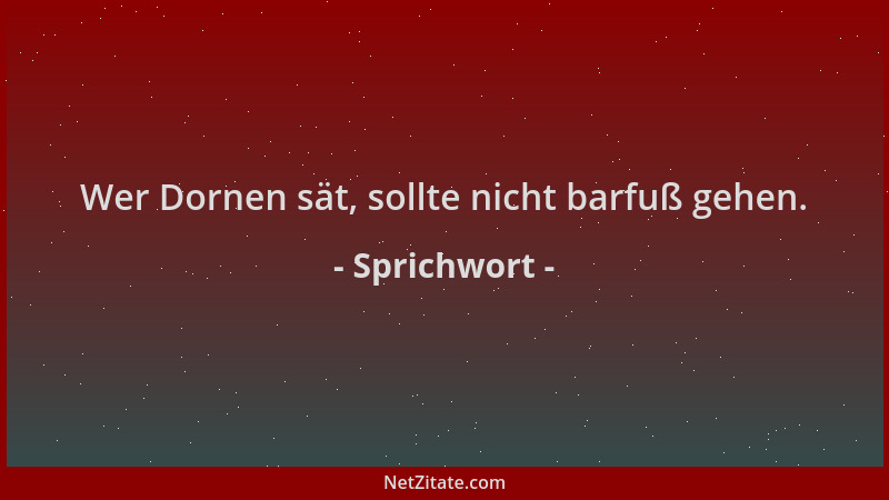 Sprichwort - Wer Dornen sät, sollte nicht barfuß gehen....