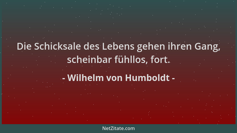 Wilhelm von Humboldt - Die Schicksale des Lebens gehen ihren Gang, scheinbar fühllos, fort....