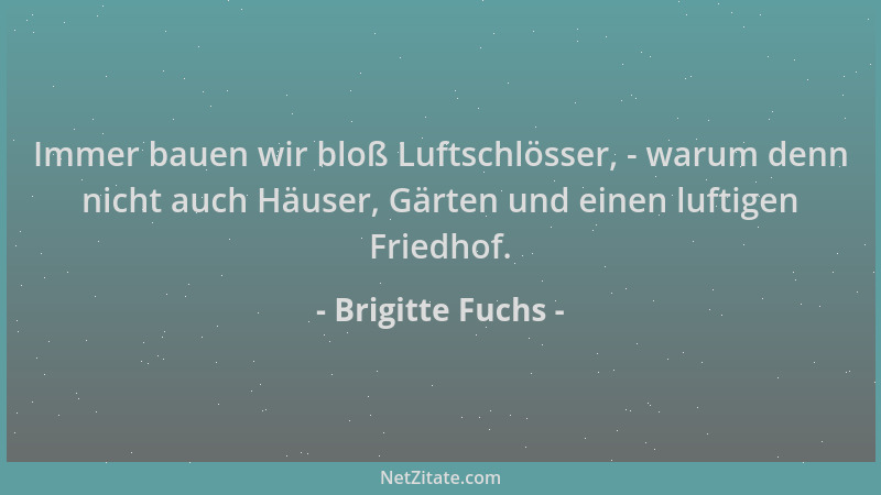 Brigitte Fuchs - Immer bauen wir bloß Luftschlösser, - warum denn nicht auch Häuser, Gärten und einen luftigen Friedhof....