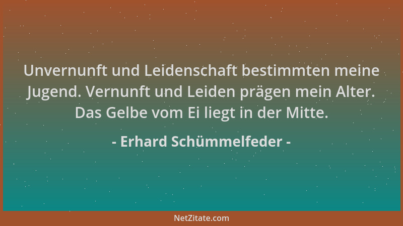 Erhard Schümmelfeder - Unvernunft und Leidenschaft bestimmten meine Jugend. Vernunft und Leiden prägen mein Alter. Das Gelb...