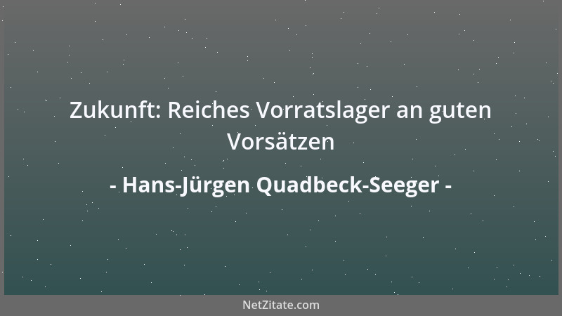 Hans-Jürgen Quadbeck-Seeger - Zukunft: Reiches Vorratslager an guten Vorsätzen...