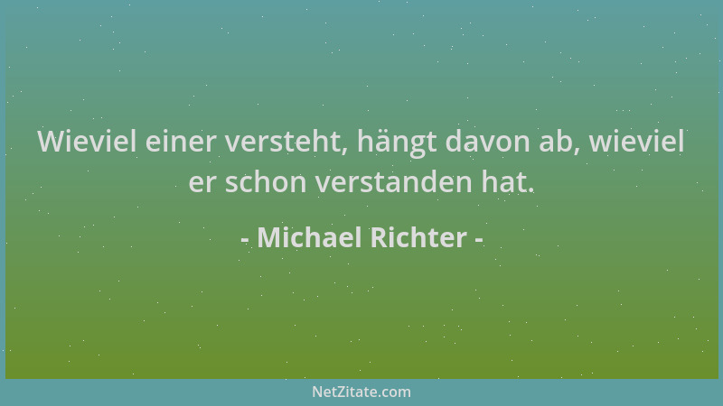 Michael Richter - Wieviel einer versteht, hängt davon ab, wieviel er schon verstanden hat....
