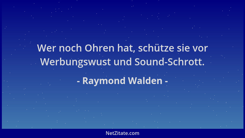 Raymond Walden - Wer noch Ohren hat, schütze sie vor Werbungswust und Sound-Schrott....