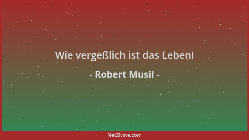 Robert Musil - Wie vergeßlich ist das Leben!...