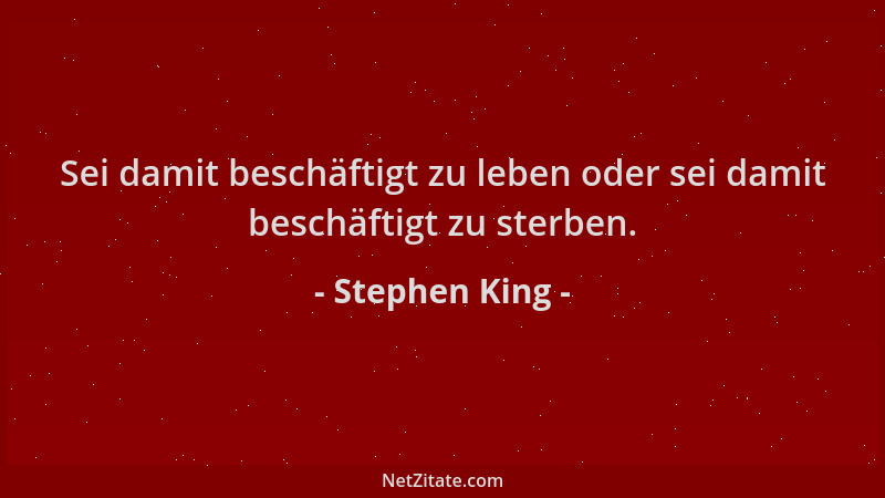 Stephen King - Sei damit beschäftigt zu leben oder sei damit beschäftigt zu sterben....