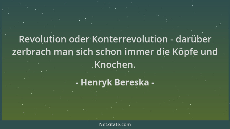 Henryk Bereska - Revolution oder Konterrevolution - darüber zerbrach man sich schon immer die Köpfe und Knochen....
