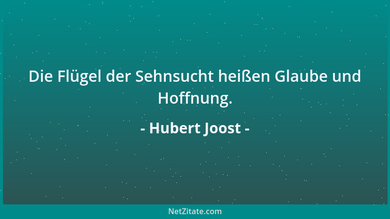 Hubert Joost - Die Flügel der Sehnsucht heißen Glaube und Hoffnung....