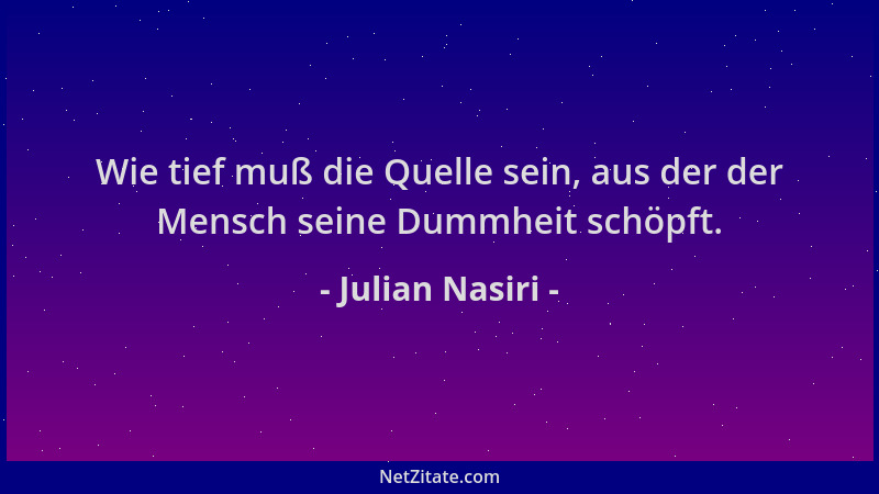 Julian Nasiri - Wie tief muß die Quelle sein, aus der der Mensch seine Dummheit schöpft....