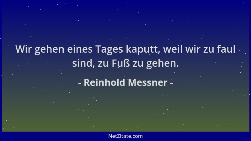 Reinhold Messner - Wir gehen eines Tages kaputt, weil wir zu faul sind, zu Fuß zu gehen....