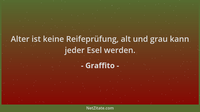 Graffito - Alter ist keine Reifeprüfung, alt und grau kann jeder Esel werden....