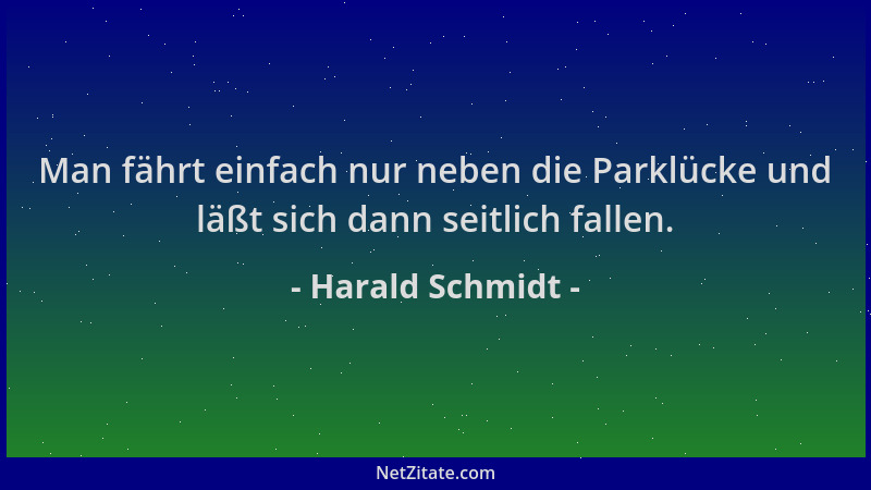 Harald Schmidt - Man fährt einfach nur neben die Parklücke und läßt sich dann seitlich fallen....