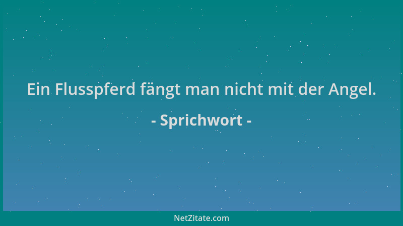 Sprichwort - Ein Flusspferd fängt man nicht mit der Angel....