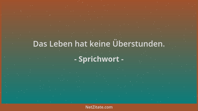 Sprichwort - Das Leben hat keine Überstunden....