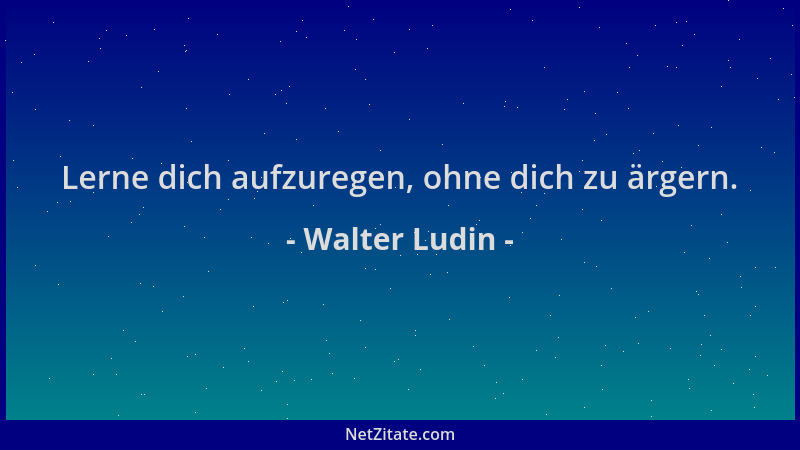 Walter Ludin - Lerne dich aufzuregen, ohne dich zu ärgern....