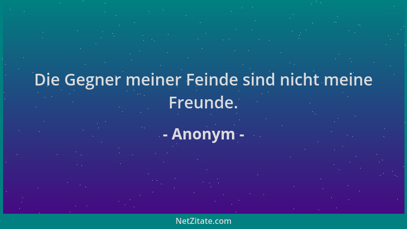 Anonym - Die Gegner meiner Feinde sind nicht meine Freunde....