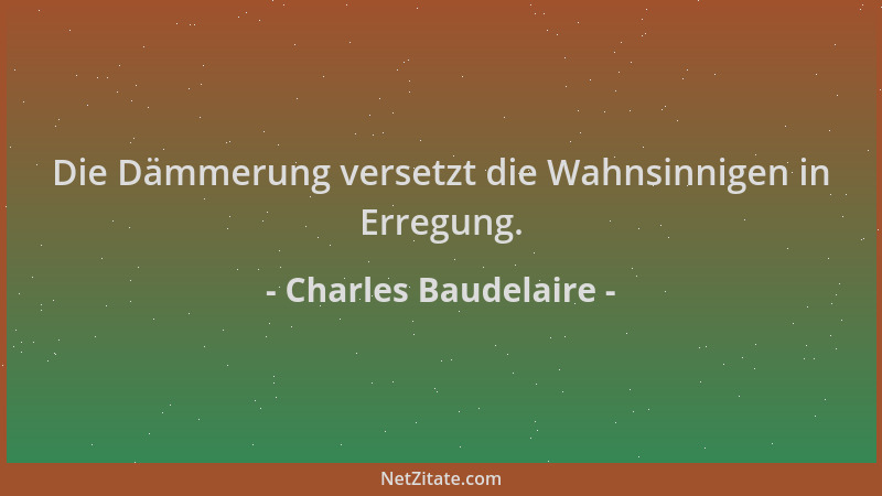 Charles Baudelaire - Die Dämmerung versetzt die Wahnsinnigen in Erregung....