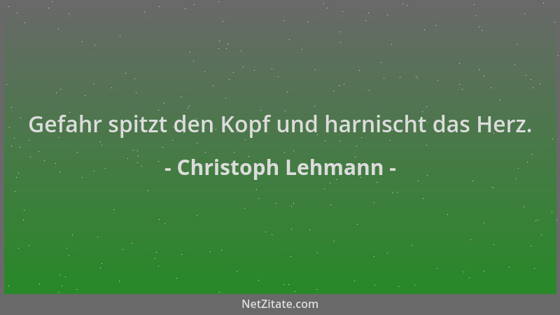 Christoph Lehmann - Gefahr spitzt den Kopf und harnischt das Herz....