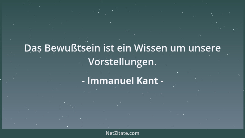 Immanuel Kant - Das Bewußtsein ist ein Wissen um unsere Vorstellungen....