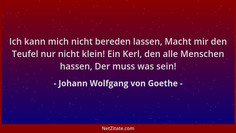 Johann Wolfgang von Goethe - Ich kann mich nicht bereden lassen, Macht mir den Teufel nur nicht klein! Ein Kerl, den alle M...