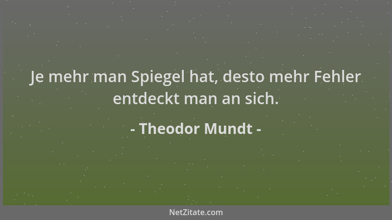Theodor Mundt - Je mehr man Spiegel hat, desto mehr Fehler entdeckt man an sich....