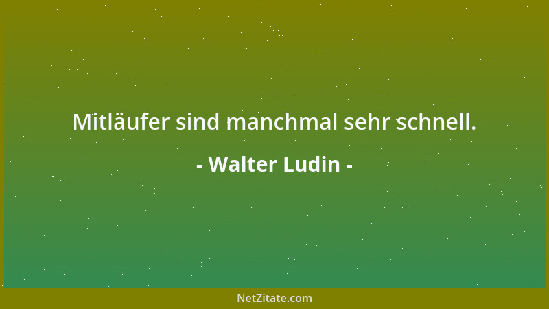 Walter Ludin - Mitläufer sind manchmal sehr schnell....