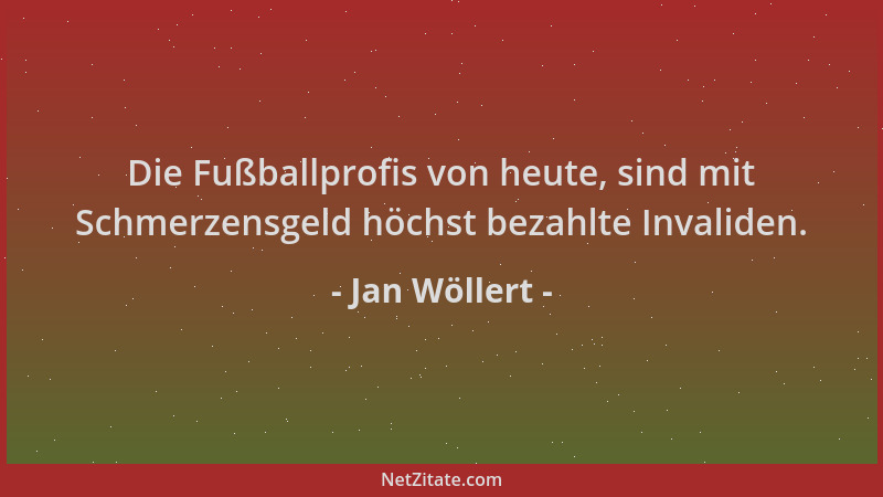 Jan Wöllert - Die Fußballprofis von heute, sind mit Schmerzensgeld höchst bezahlte Invaliden....