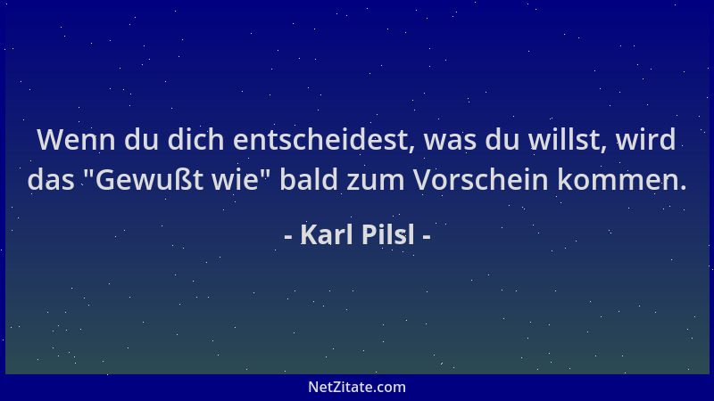 Karl Pilsl - Wenn du dich entscheidest, was du willst, wird das  "Gewußt wie " bald zum Vorschein kommen....