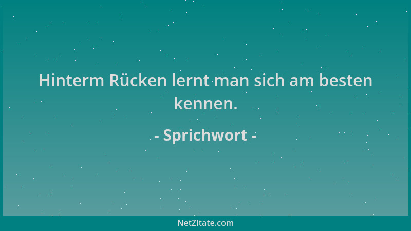 Sprichwort - Hinterm Rücken lernt man sich am besten kennen....