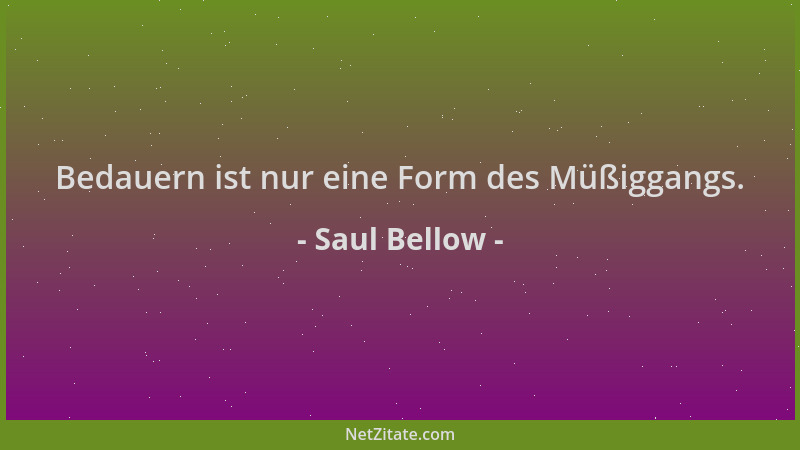 Saul Bellow - Bedauern ist nur eine Form des Müßiggangs....