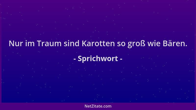 Sprichwort - Nur im Traum sind Karotten so groß wie Bären....