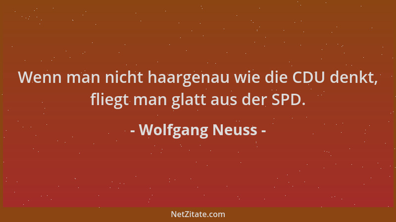 Wolfgang Neuss - Wenn man nicht haargenau wie die CDU denkt, fliegt man glatt aus der SPD....
