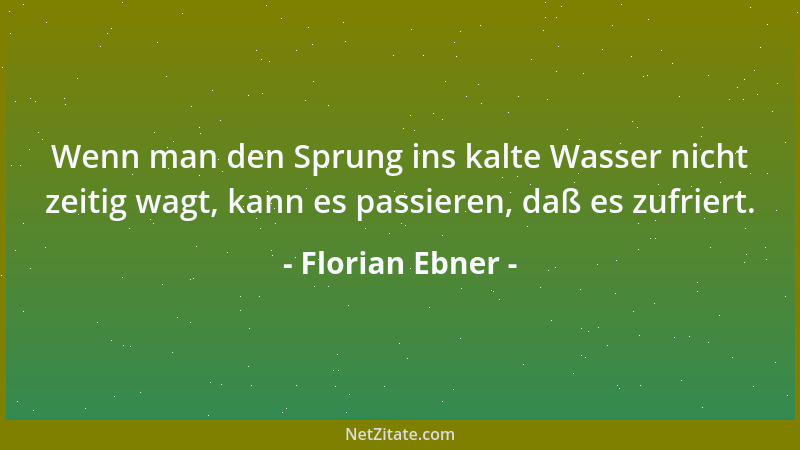 Florian Ebner - Wenn man den Sprung ins kalte Wasser nicht zeitig wagt, kann es passieren, daß es zufriert....